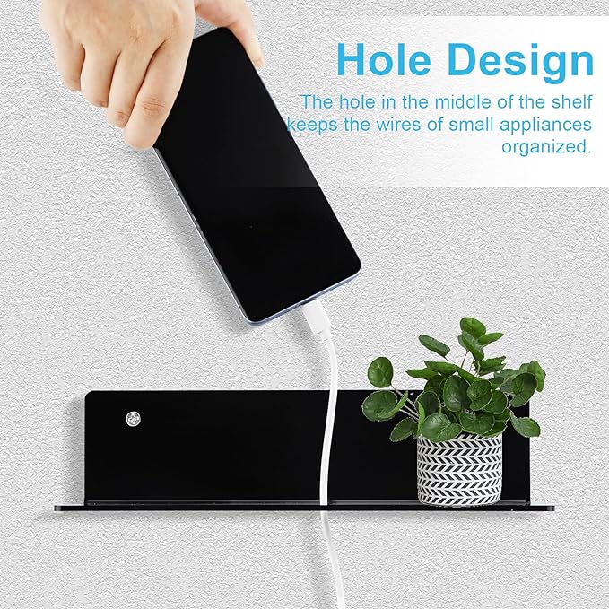 9 Inch Acrylic Floating Shelf No Drill Adhesive Wall Shelf Set of 2 - Image 4