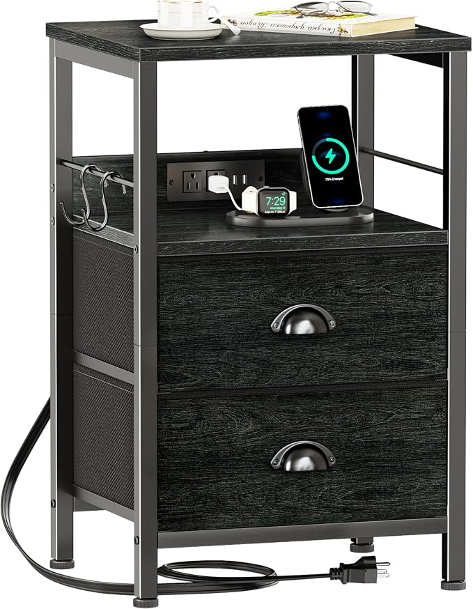 Nightstand with Charging Station by Furologee
