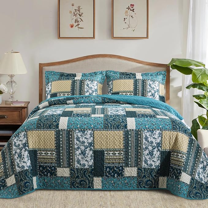 BEDIFANY Cotton California King Size Quilt Set, 100% Cotton Cover Bedspread | by BEDIFANY