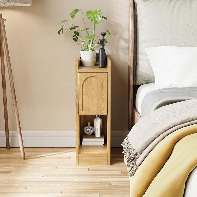 Narrow Nightstands Set of 2, Slim Bedside Tables - Image 9