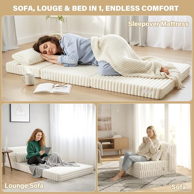 Folding Sofa Bed Convertible Sleeper Chair Mattress - Image 4