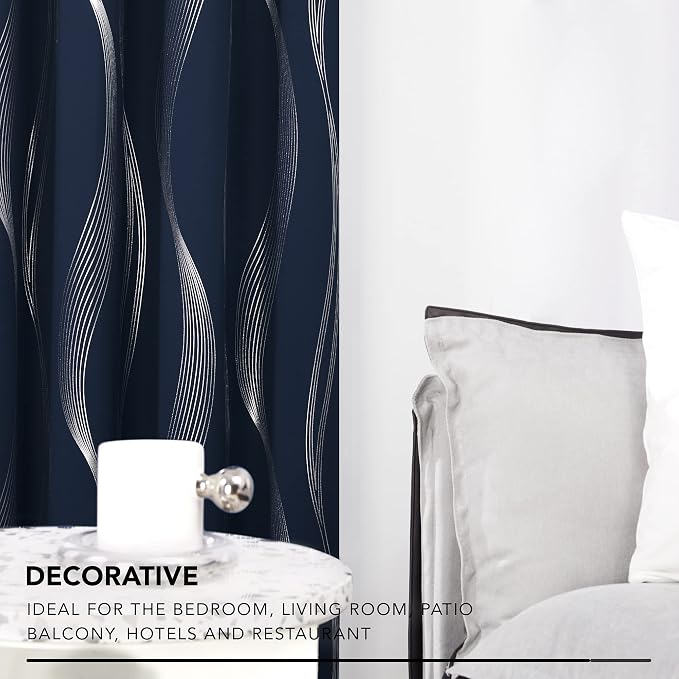 Deconovo Curtains for Living Room, Pattern Blackout Curtains 108 Inch Long | - Image 3