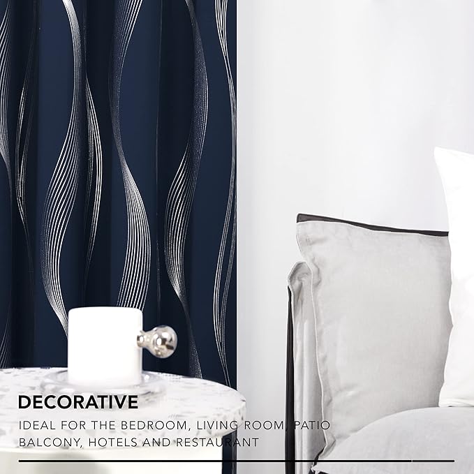 Deconovo Curtains for Living Room, Pattern Blackout Curtains 90 Inches Long | - Image 3