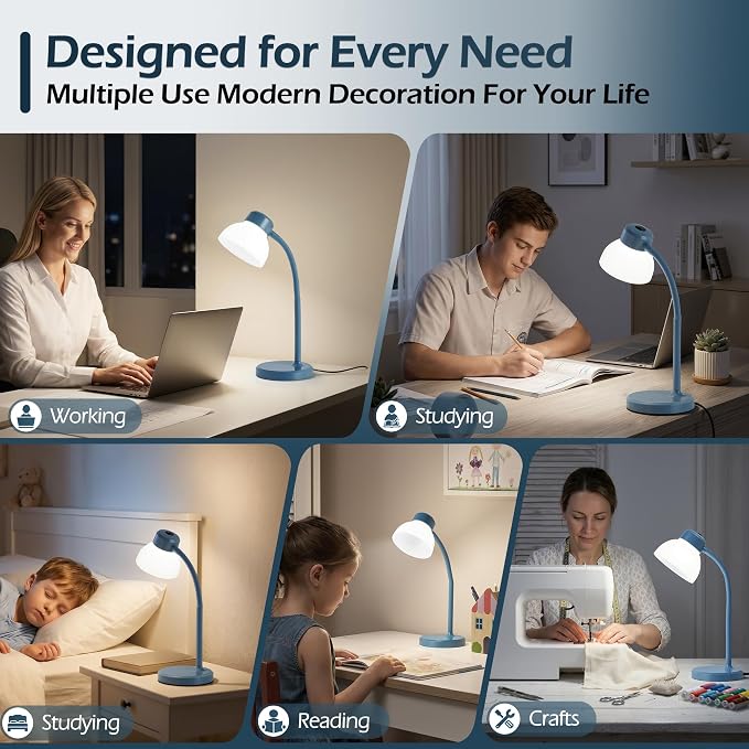 Desk Lamps for Home Office, Small LED Reading Lamp, 5000K Eye-Care Desk Light | - Image 5