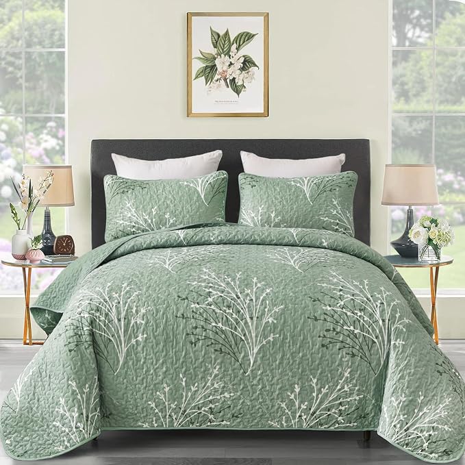 DJY Sage Green Quilt Set Twin Size - Image 8