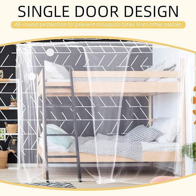 4 Corners Mosquito Net for Mosquiteros para Camas Bed Canopies Netting Bed Drapes Rectangular Mosquito Mesh for Camping Home Outdoor Travel(White,L75 X W71 X H67 Inch,1 Opening)