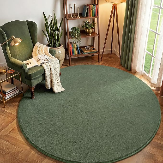 Sage Green Round Area Rugs 4ft Circle Rugs - Image 8