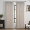 Extra Wide Greyish Beige Pleated Linen Blackout Curtains 90 Inches Long | by PleatedDrapes