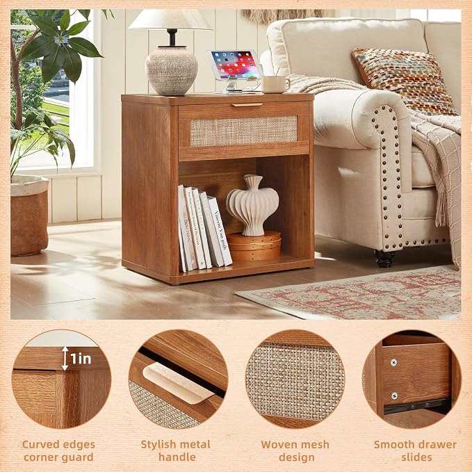 LEYAOYAO Rattan 23" Nightstands - Image 5