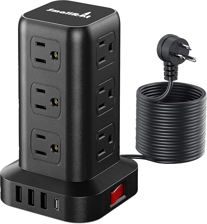 Extension Cord with Multiple Outlets, SMALLRT Power Tower, 15 FT Power Strip by SMALLRT