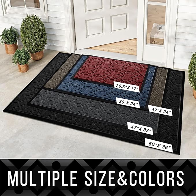 Yimobra Outdoor Runner Rug 72x24, All-Season Waterproof Doormat Outdoor Entrance, Heavy Duty Non-Slip Outside Commercial Grade Door Mat, Easy Clean, Black Gray