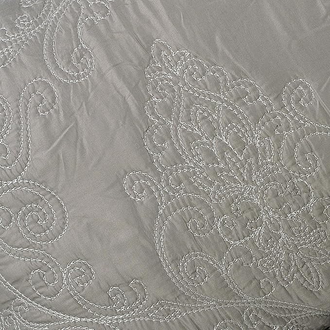 Home Soft Things Damask 4 Piece Bedspread Set, Scalloped Edge Reversible Quilt - Image 6