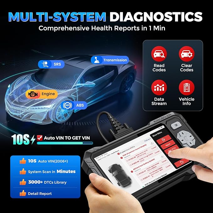 KINGBOLEN OBD2 Scanner S608, 2026 Bidirectional Scan Tool for ABS/SRS/Transmission/Enigne, 9 Reset Oil Brake DPF Bleed Gear Injector Throttle BMS SAS, CAN FD & FCA/Renault SGW, Lifetime Free Update