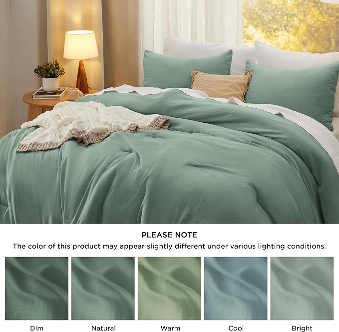 Bedsure Twin/Twin XL Comforter Set, Sage Green Soft Prewashed Bedding - Image 7