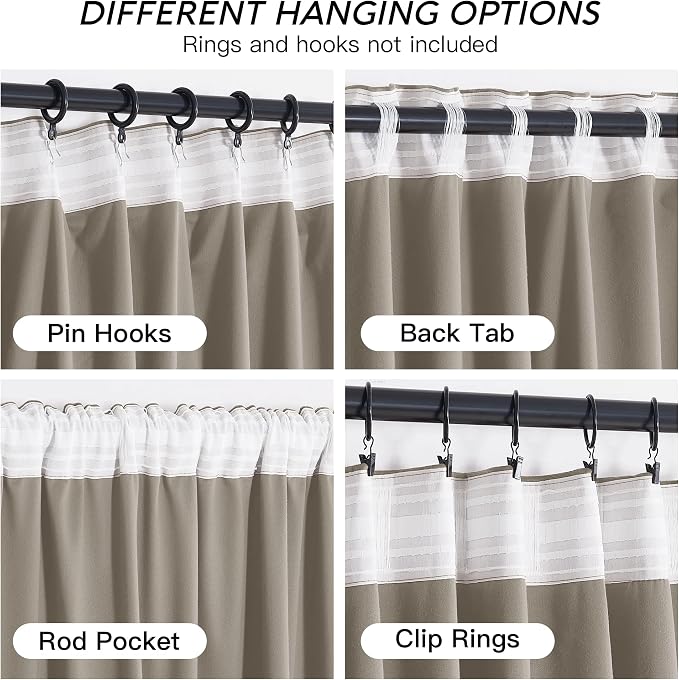 RYB HOME Velvet Curtains 102 inches Long, Extra Long High Ceiling Curtains | - Image 4