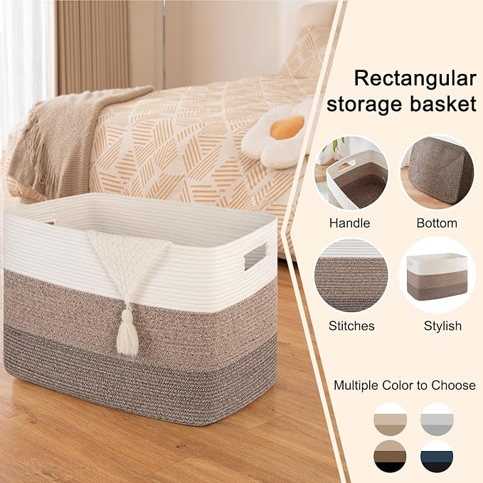 OIAHOMY 108L Extra Large Blanket Basket Dog Toy Basket radient Dark Brown | - Image 3