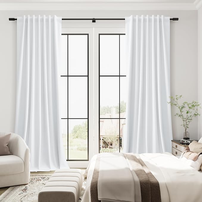 White 100% Blackout Linen Curtains - Image 6