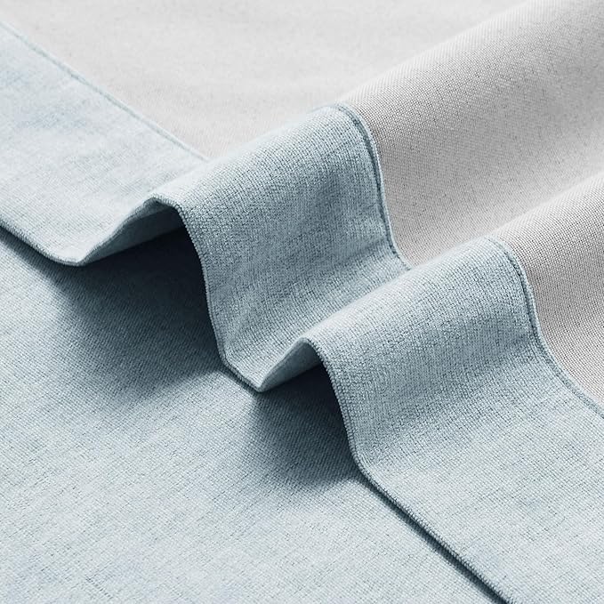 Macochico 100% Blackout Chenille Curtains Thermal Insulated Noise Reducing Velvet Draperies for Living Room Bedroom Hotel Light Blue Blackout Curtains Grommet Top with Tieback 84" Wx84 L 1 Panel