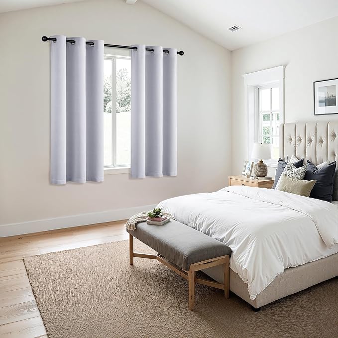 MIULEE Blackout Curtains for Bedroom 2 Panels 29x40 Inch Long Greyish White | - Image 6
