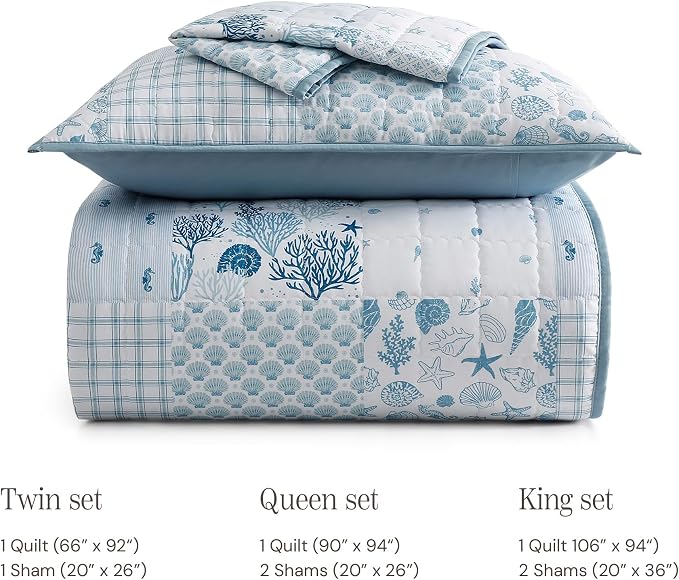 Twin/Twin XL Quilt Set-2 Pieces Soft Bedding Floral Patchwork Coverlet | All - Image 8
