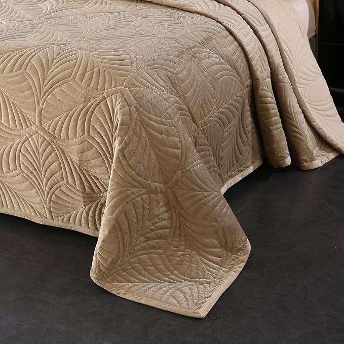 ROOMLIFE Quilt Set Full Size 3D Floral Embroidery Pattern 3-Piece Cotton - Image 2