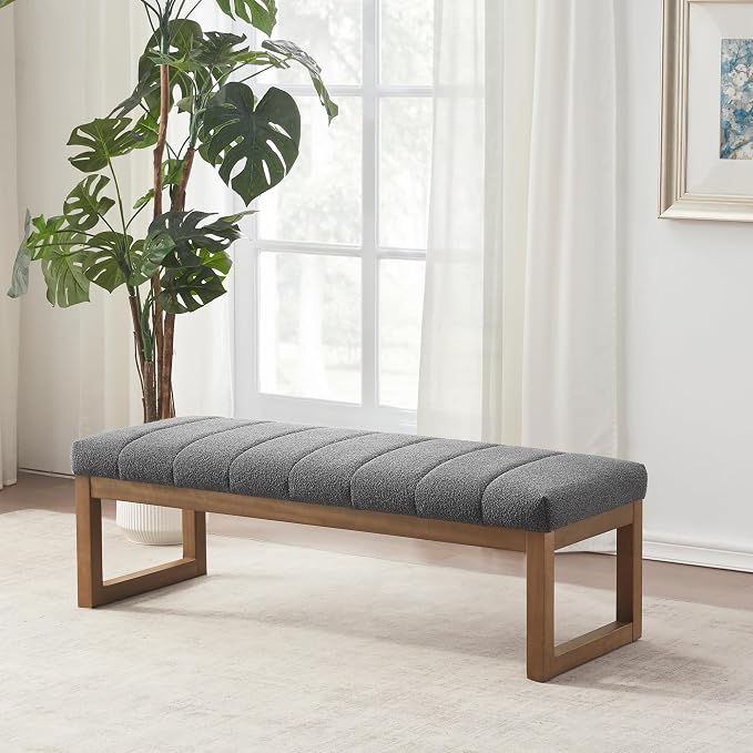 Zihanhome 52.7" Bedroom Bench for End of Bed, Modern Upholstered Teddy Fabric - Image 8