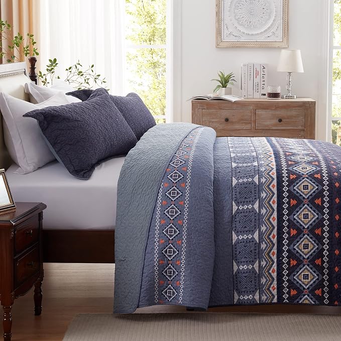 Quilt Set King Size Bedspread 3 Piece Coverlet Lightweight Comforter Microfiber - Image 3