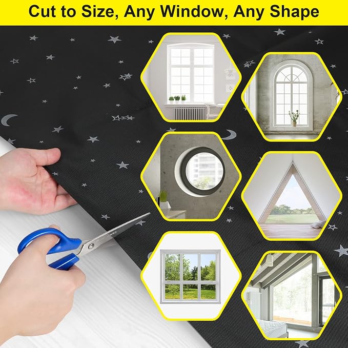 FADOTY 100% Blackout Curtains, No Drill, Sun Heat Light Blocker - Image 6