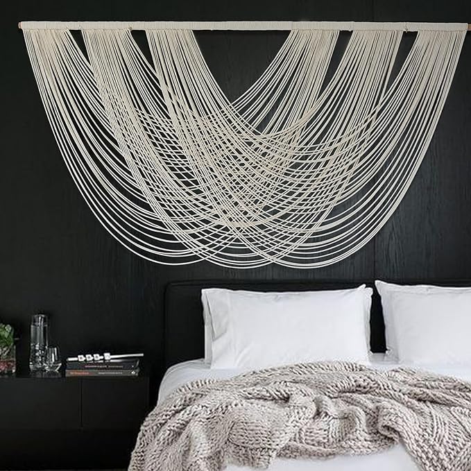 Macrame Wall Hanging Boho Wall Decor Ivory Fiber Handmade Large 57"W*31"L | by FLBER