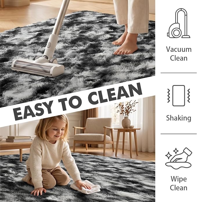 5x8 Ft Large Shag Rugs for Bedroom Living Room Decor for Men Boys, Tie Dyed - Image 7