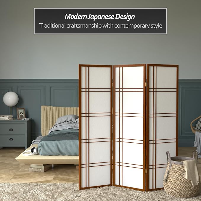 Red Lantern 5 ft. Tall Double Cross Shoji Screen - Image 2