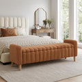 63.4" Teddy Fabric Ribbed King Size End of Bed Bench. | Entryway Ottoman Ribbed by Aortzio