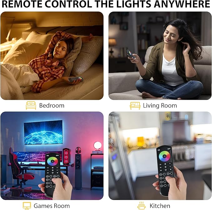 XXK RC05RFB RF Remoter, 8-Zone 2.4G Handheld RF Remote Control Compatible with RGBCCT RGBW CCT RGB LED Controller, 500ft Wireless Control 8 Channel Group Control for Home RGBCCT LED Strip Lights