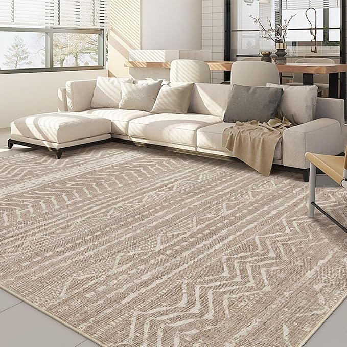 Nakagishi Boho 7x9 Area Rug Living Room Rugs Machine Washable Dark Brown | Soft by NakagishiAreaRug