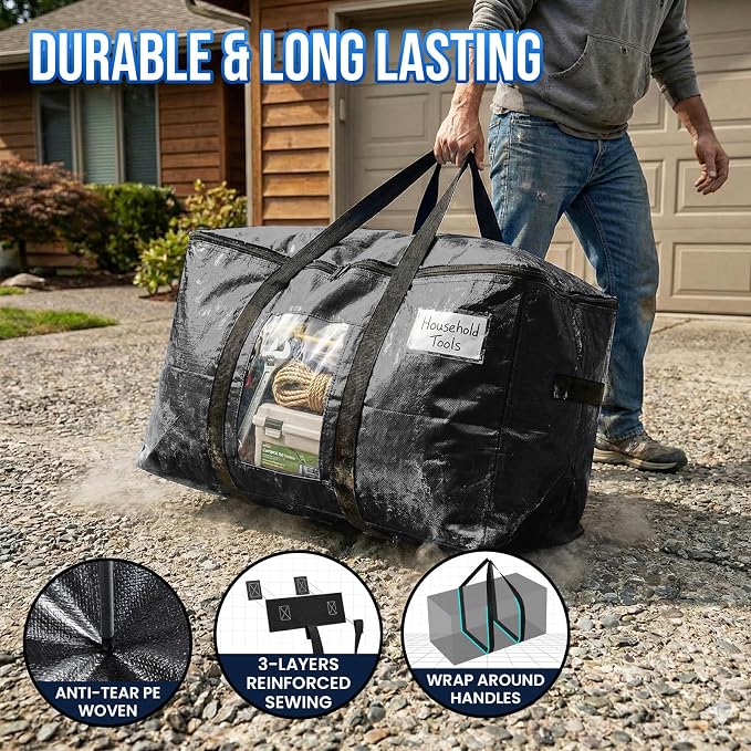 TAILI 2 Pack Black Extra Large Moving Bags, Storage Bag - Image 3