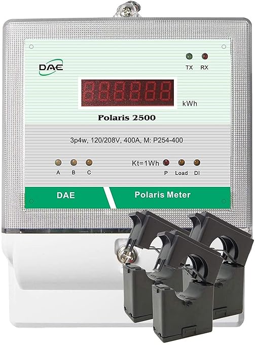DAE P254-400 KIT, 400A, UL kWh Smart Submeter, 3 Phase, 120-480V, 3 Split CTs (Inner Dia. 1.38”), RS485