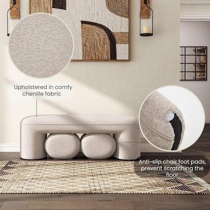 53" Chenille End of Bed Bench Set - Image 3
