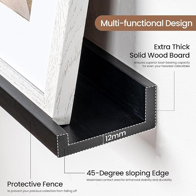 Picture Ledge Shelf, Floating Shelves Set of 2, 48 Inches Solid Wood Nursery - Image 4