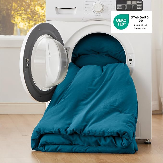 Bedsure California King Comforter Set, Teal Soft Prewashed Bedding - Image 5