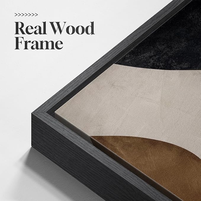 Framed Neutral Abstract Minimalist Wall Art Set of 2, Modern Canvas Prints - Image 5