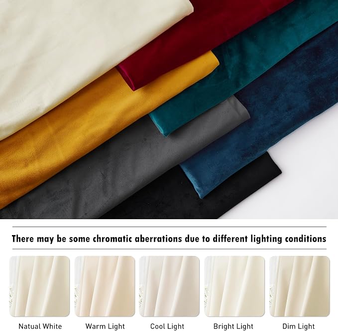 RYB HOME Cream Velvet Room Drakening Curtains 94 inches - Image 7