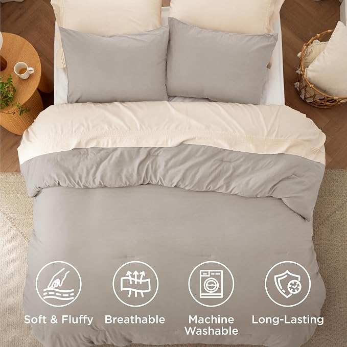 Bedsure King Comforter Set, Linen Soft Prewashed Bedding - Image 4