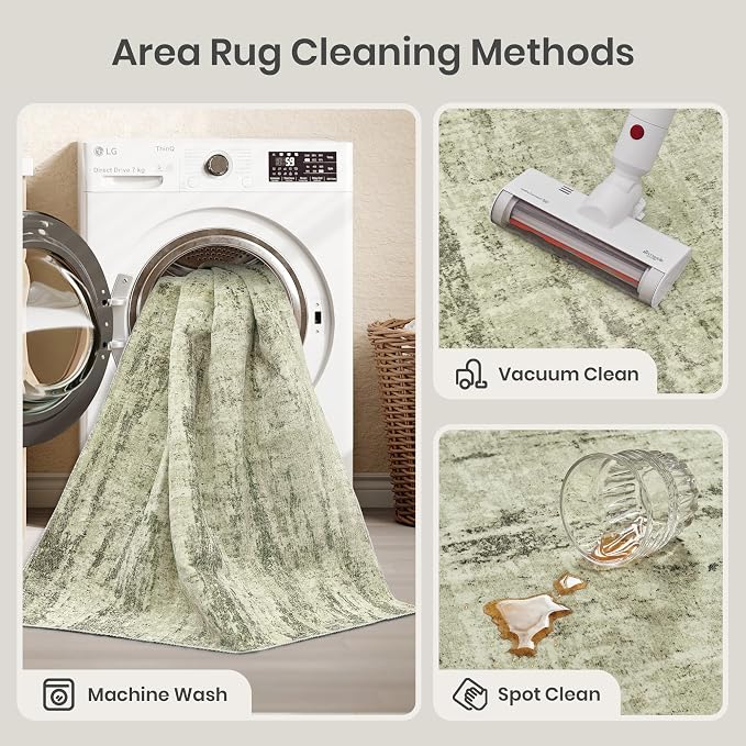 4x6 Area Rug for Entryway, Non Slip Washable Bedroom Rug, Stain Resistant Low - Image 5