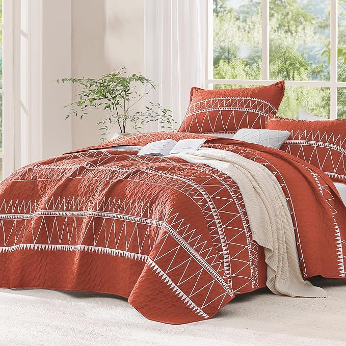 Burnt Orange Oversized Super King Quilt Set by Andency