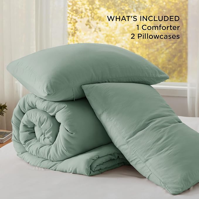 Bedsure California King Comforter Set, Sage Green Soft Prewashed Bedding - Image 6