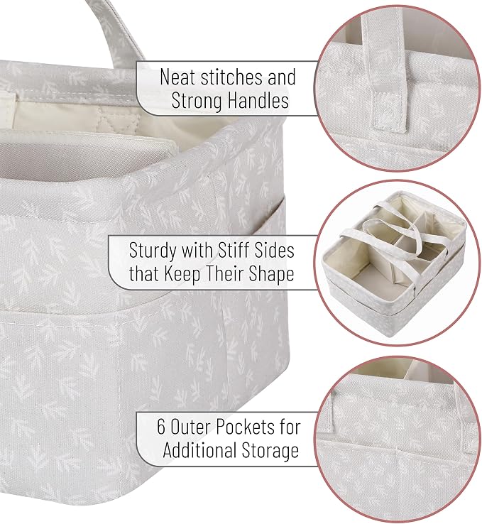 Mr. Pen- Baby Diaper Caddy Organizer, Patterned Gray | Nursery Storage Bin and - Image 3