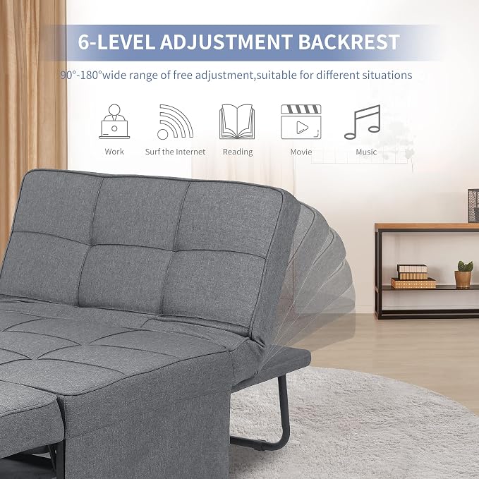 Sofa Bed, Convertible Chair 4 in 1 Multi-Function Modern Folding Ottoman Guest - Image 3