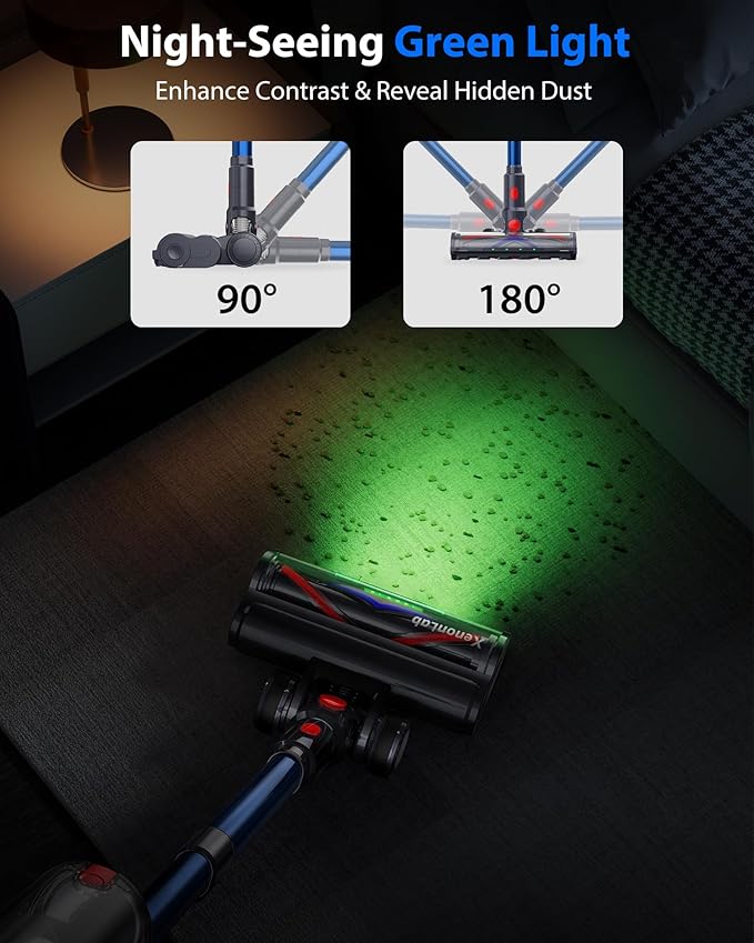 XenonLab Cordless Vacuum Cleaner, 75Mins/55KPa/650W Self-Standing Stick Vacuum Cleaners for Home, Rechargeable, Lightweight, Cone Filtration&Anti-Tangle, for Hard Floor, Carpet, Hardwoods, Pet Hair