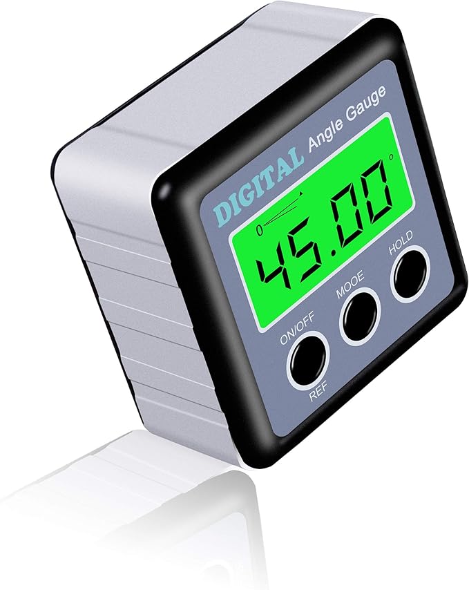 Digital Angle Gauge, Angle Finder Magnetic Digital Level Protractor, Table Saw Accessories with LCD Backlight Display Data Hold and V-groove & Magnetic Base