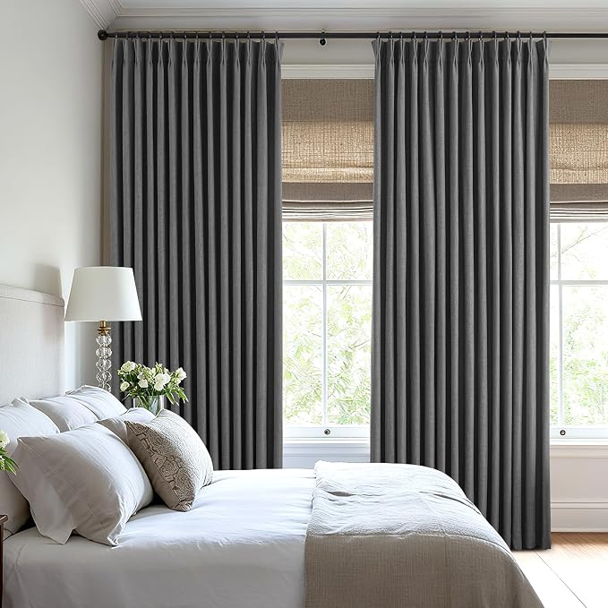 AUSSPVOCT Pinch Pleated 95 Inch Linen Curtains 100% Blackout - Image 8